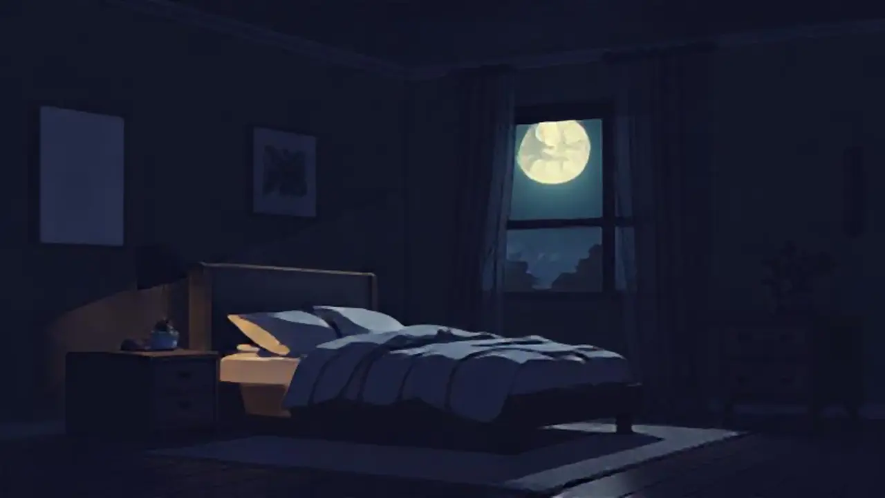 Dormitorio oscuro bajo la luz de la luna