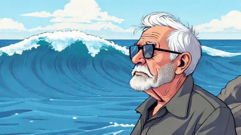 Hombre mayor escucha el mar