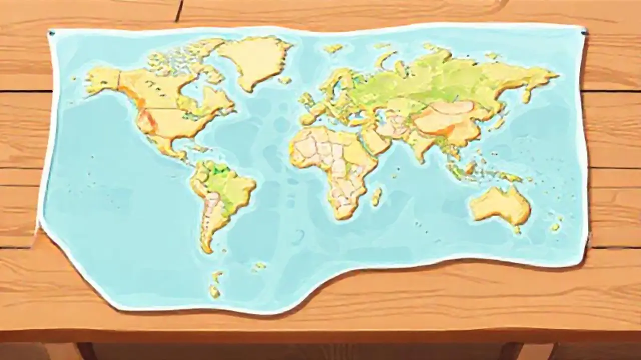 Mapa grande sobre mesa de madera