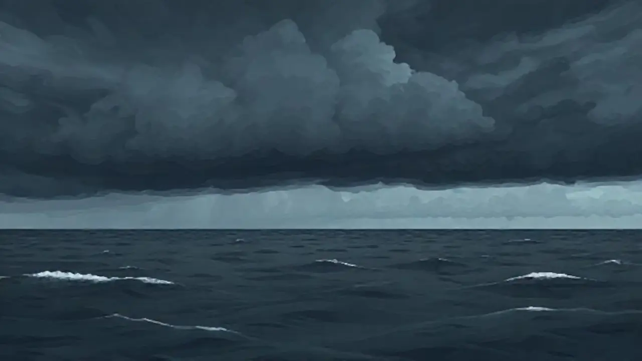 Nubes oscuras sobre un mar gris