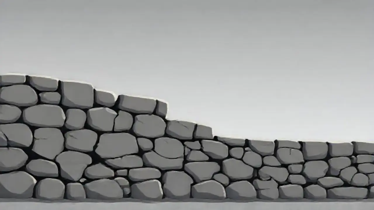 Muro agrietado bajo un cielo gris