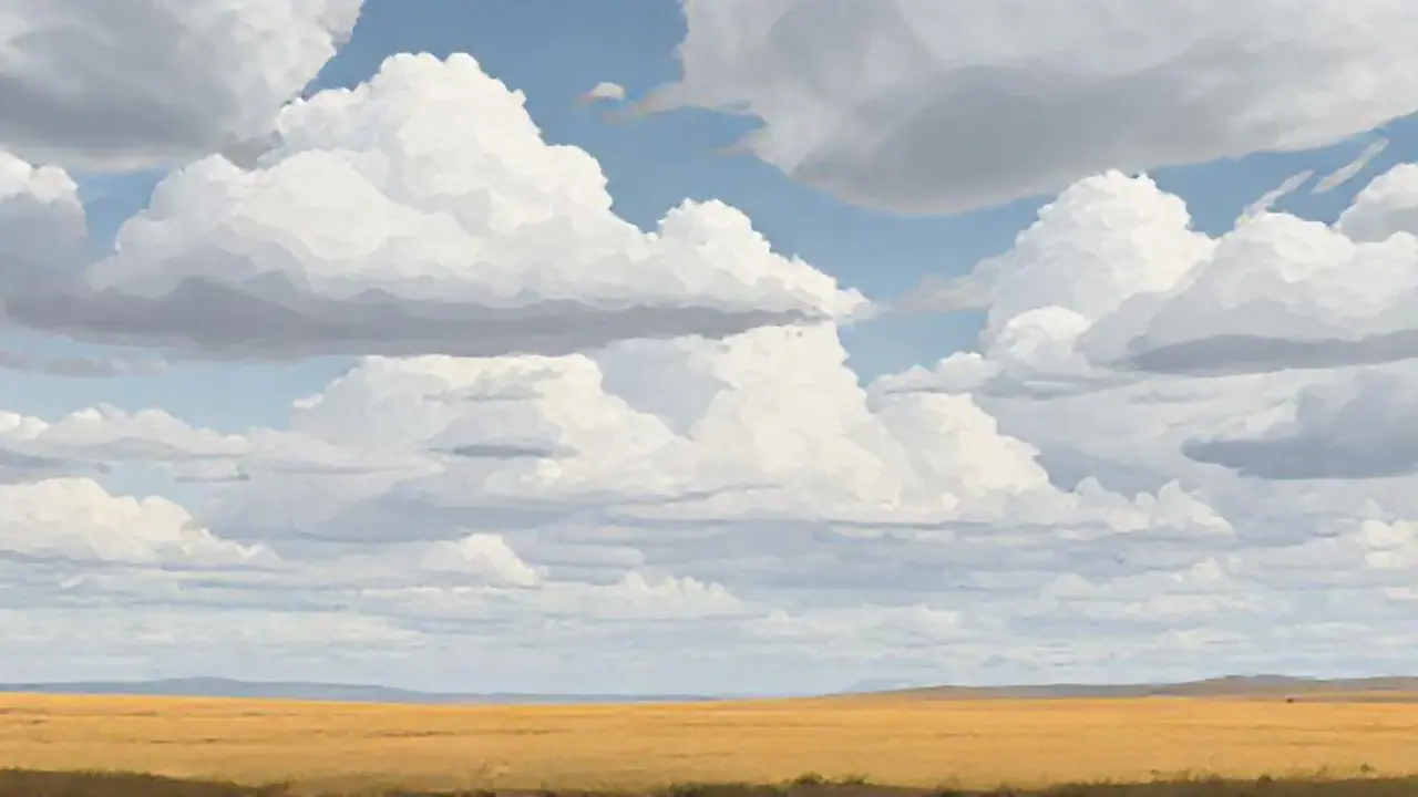 Nubes grises sobre un campo amplio