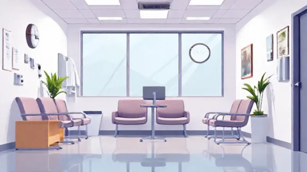 Sala de espera blanca del médico