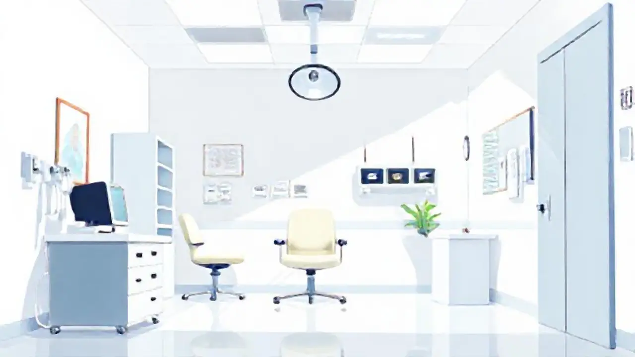 Consultorio médico, paredes blancas