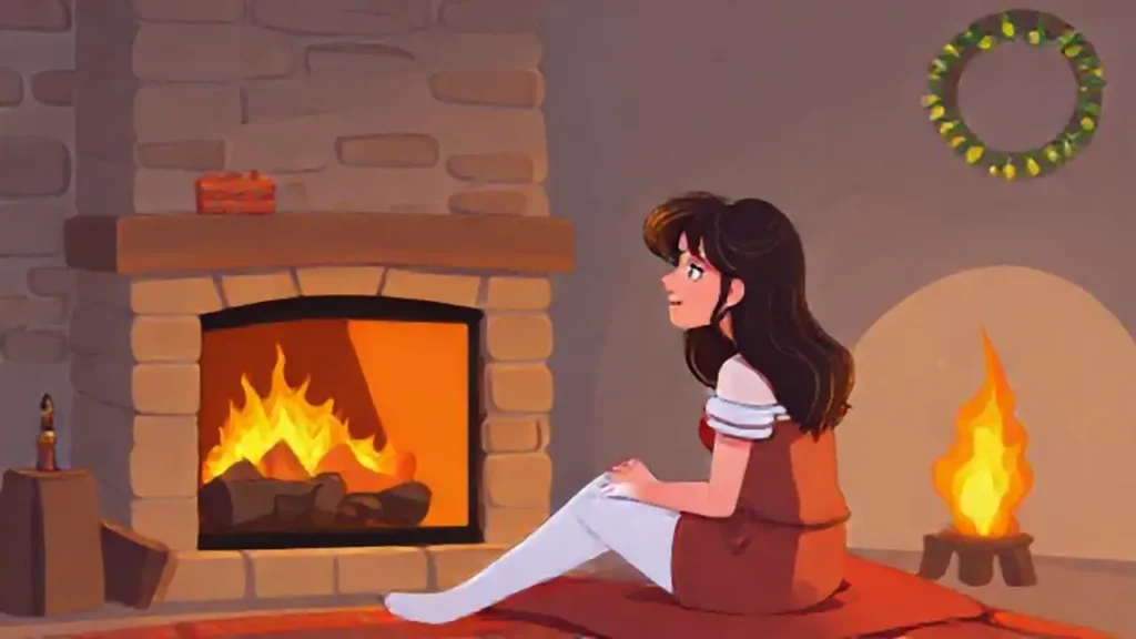Mujer junto al fuego