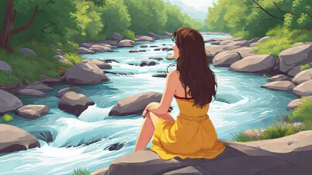 Mujer junto al río