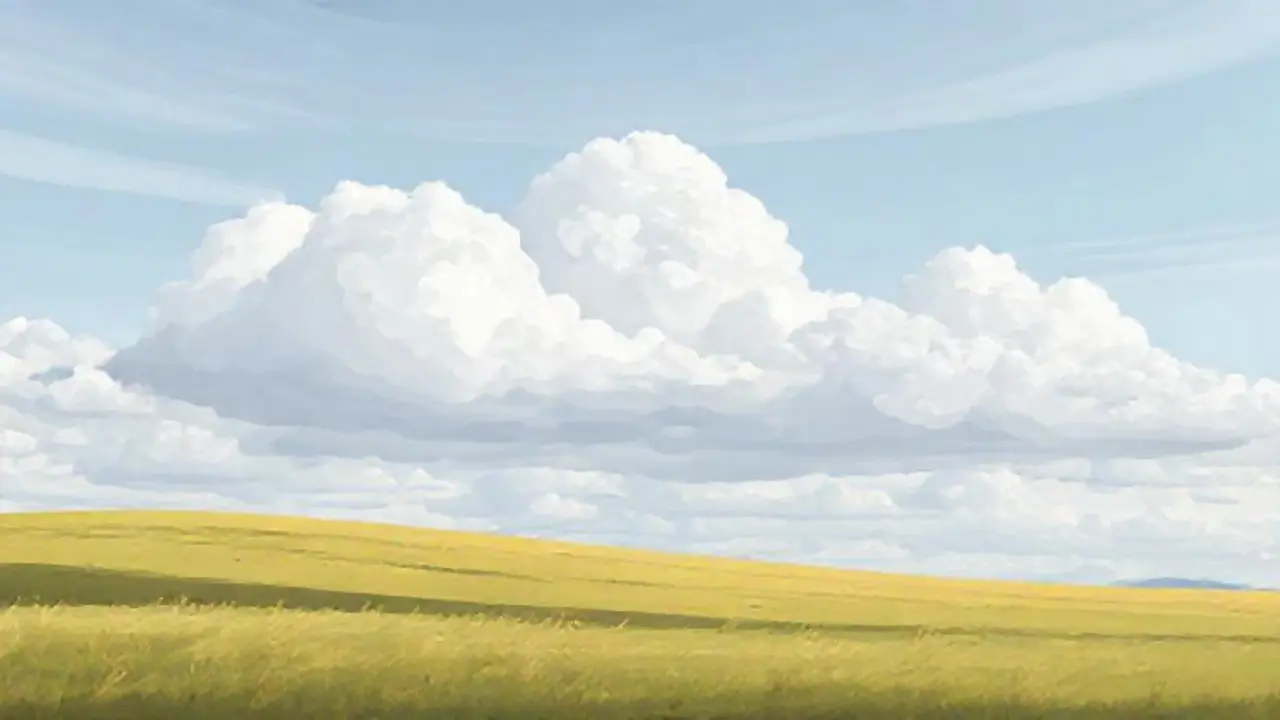 Nubes grises sobre un campo