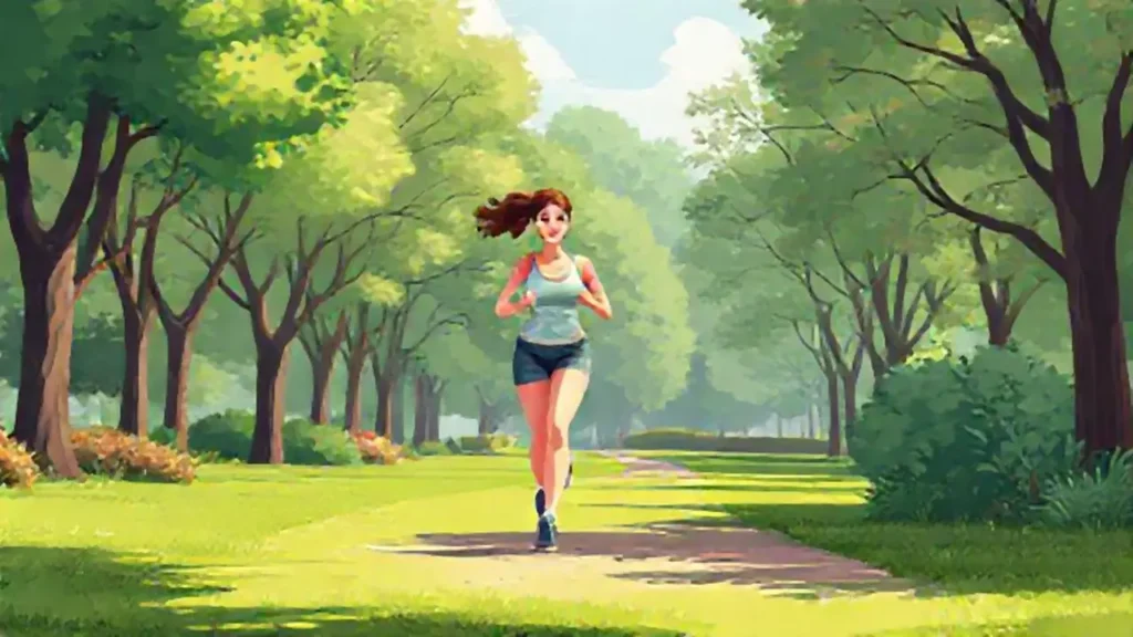 Mujer corre por el parque