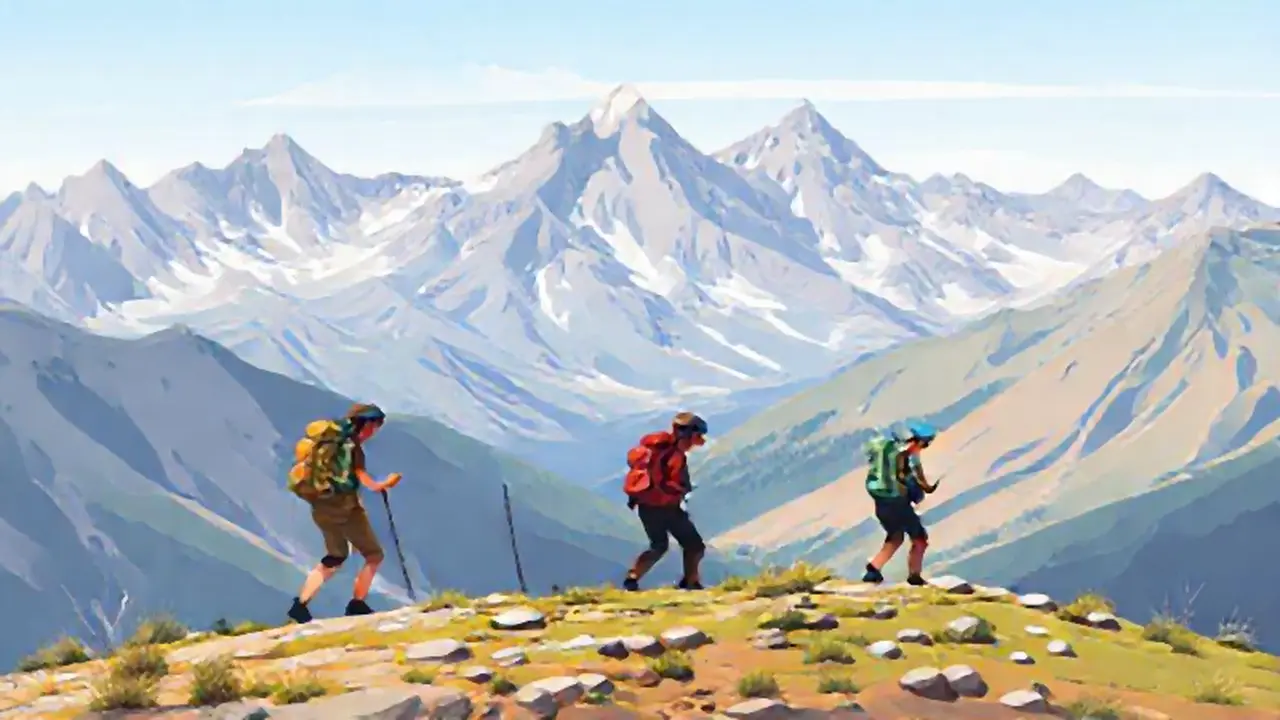 Hikeurs ascienden montañas