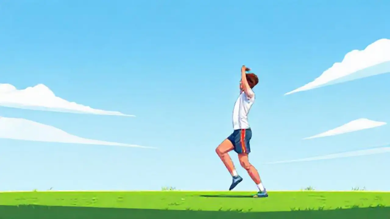 Atleta estira en campo verde