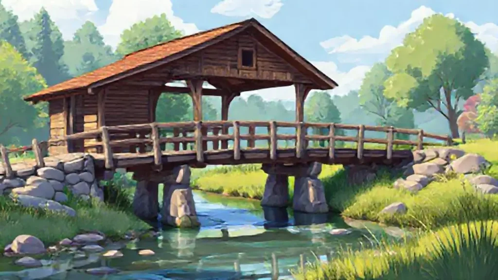Puente de madera sobre el río