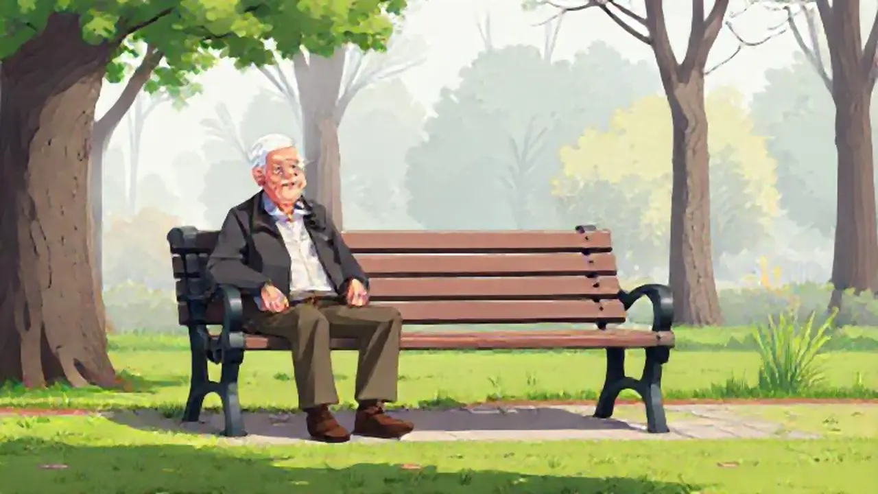 Hombre anciano en banco