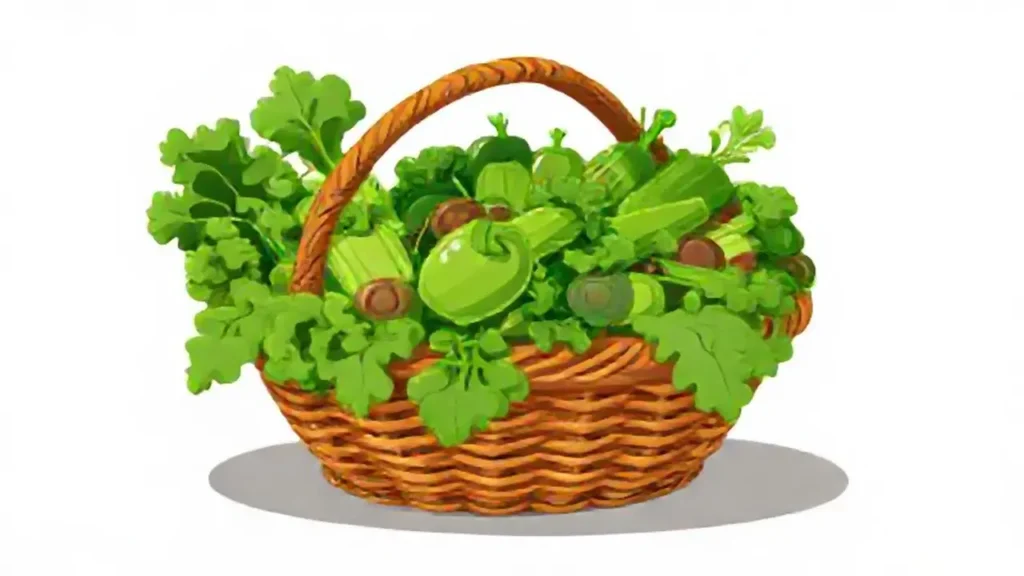 Cesta llena de verduras verdes