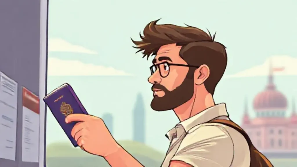 Hombre observando pasaporte