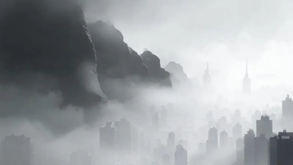 La ciudad gris se oculta en la niebla