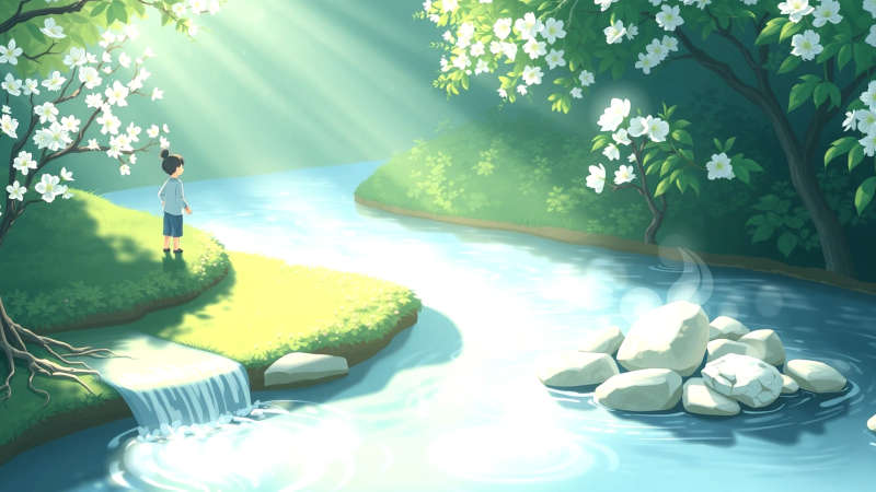 Río tranquilo nutre vida y equilibrio