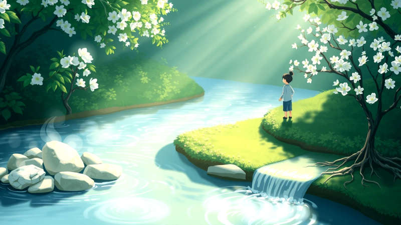 Río tranquilo nutre vida y equilibrio