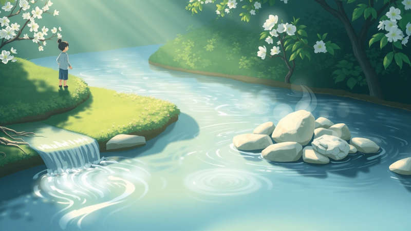 Río tranquilo nutre vida y equilibrio