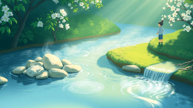 Río tranquilo nutre vida y equilibrio