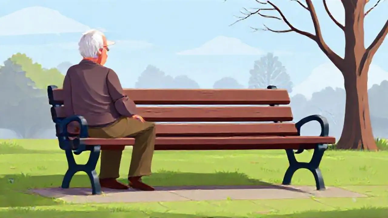 Hombre anciano en un banco del parque