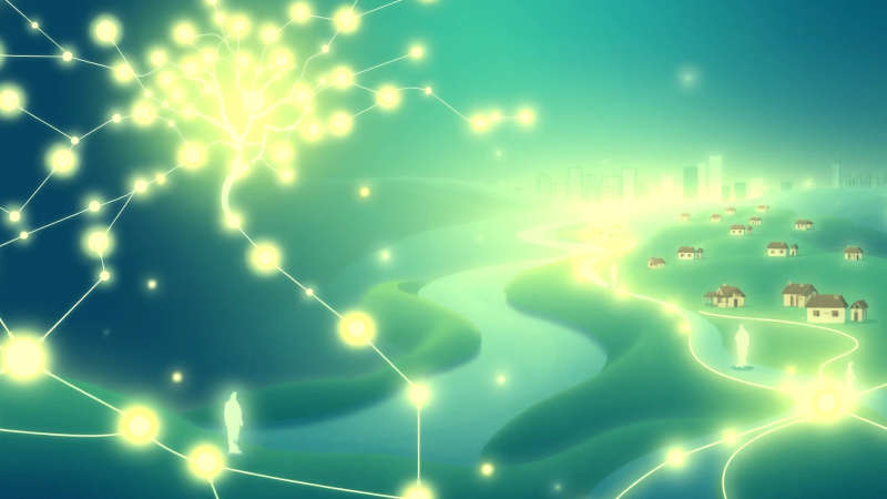 Conexión luminosa y optimista de vida y datos