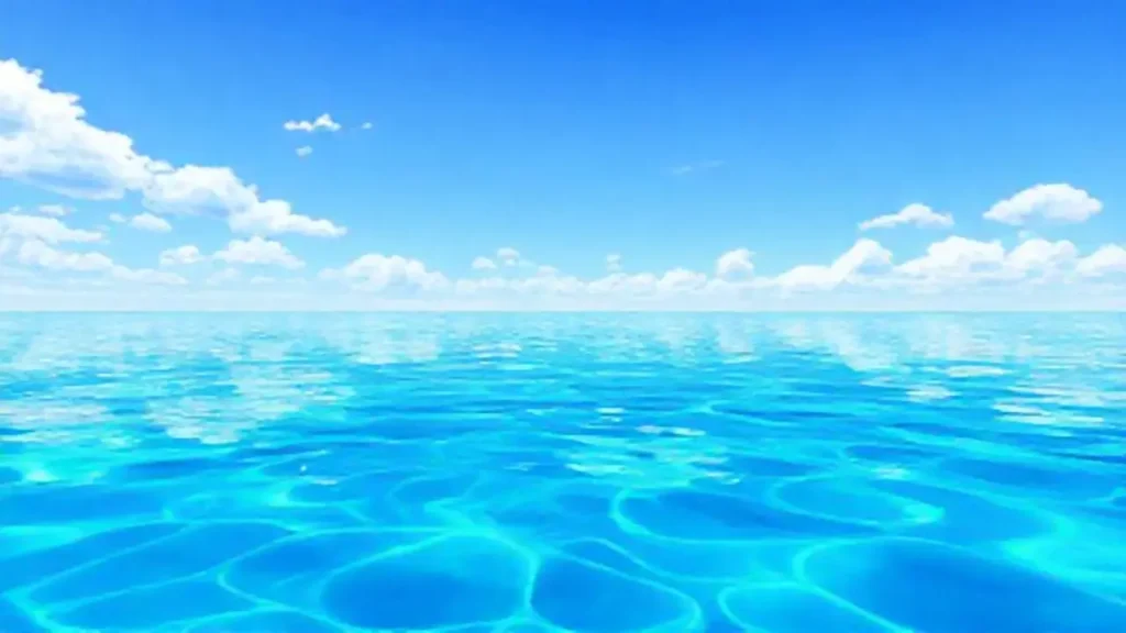 El cielo se refleja en el agua azul