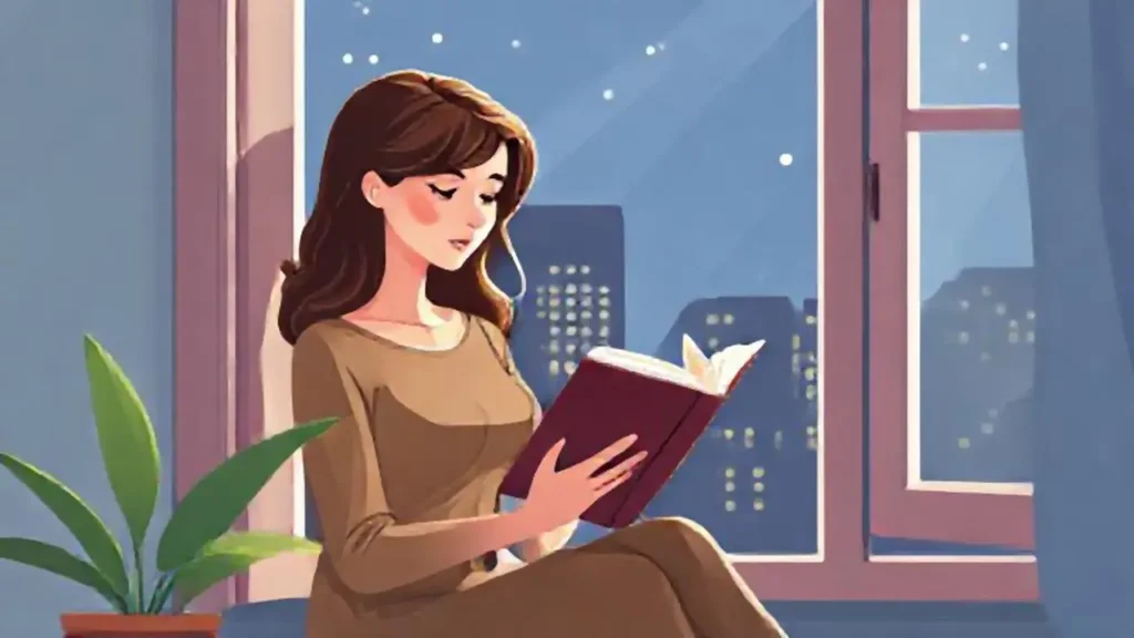 Mujer leyendo cerca de la ventana