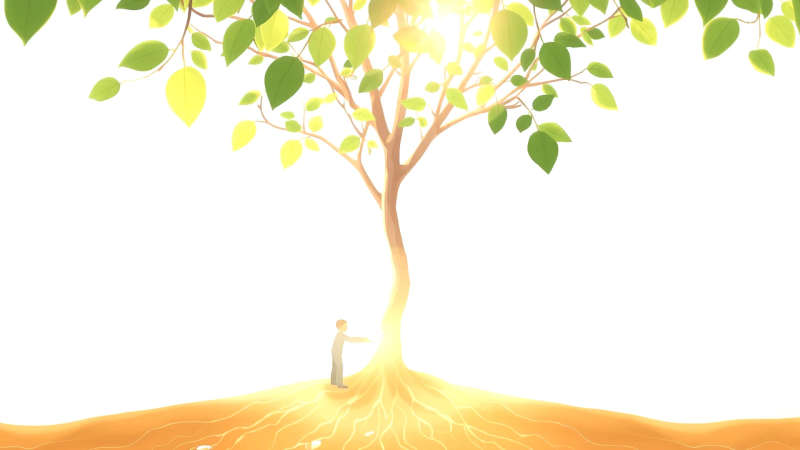 Salud interior florece con cuidado y luz