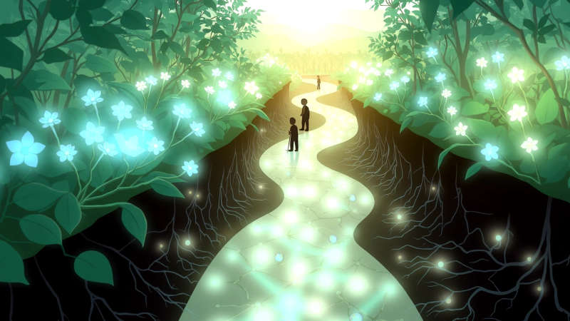 Jardín luminoso simboliza sanación y conexión interna