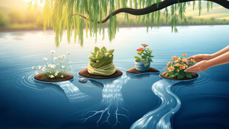 Jardines nutridos fluyen con paz y resiliencia