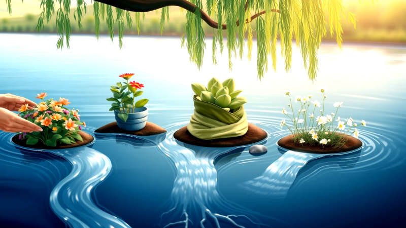 Jardines nutridos fluyen con paz y resiliencia