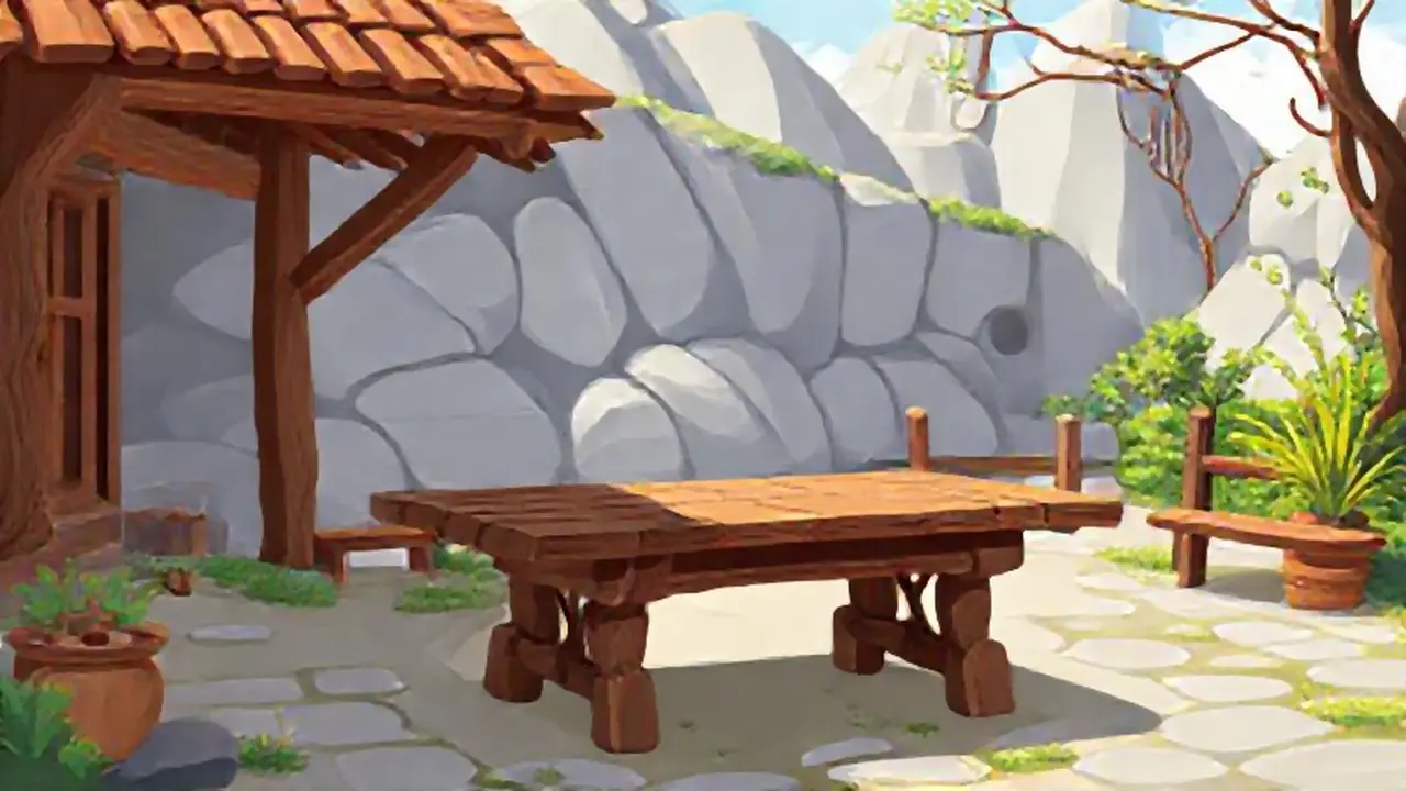 Mesa de madera antigua al aire libre