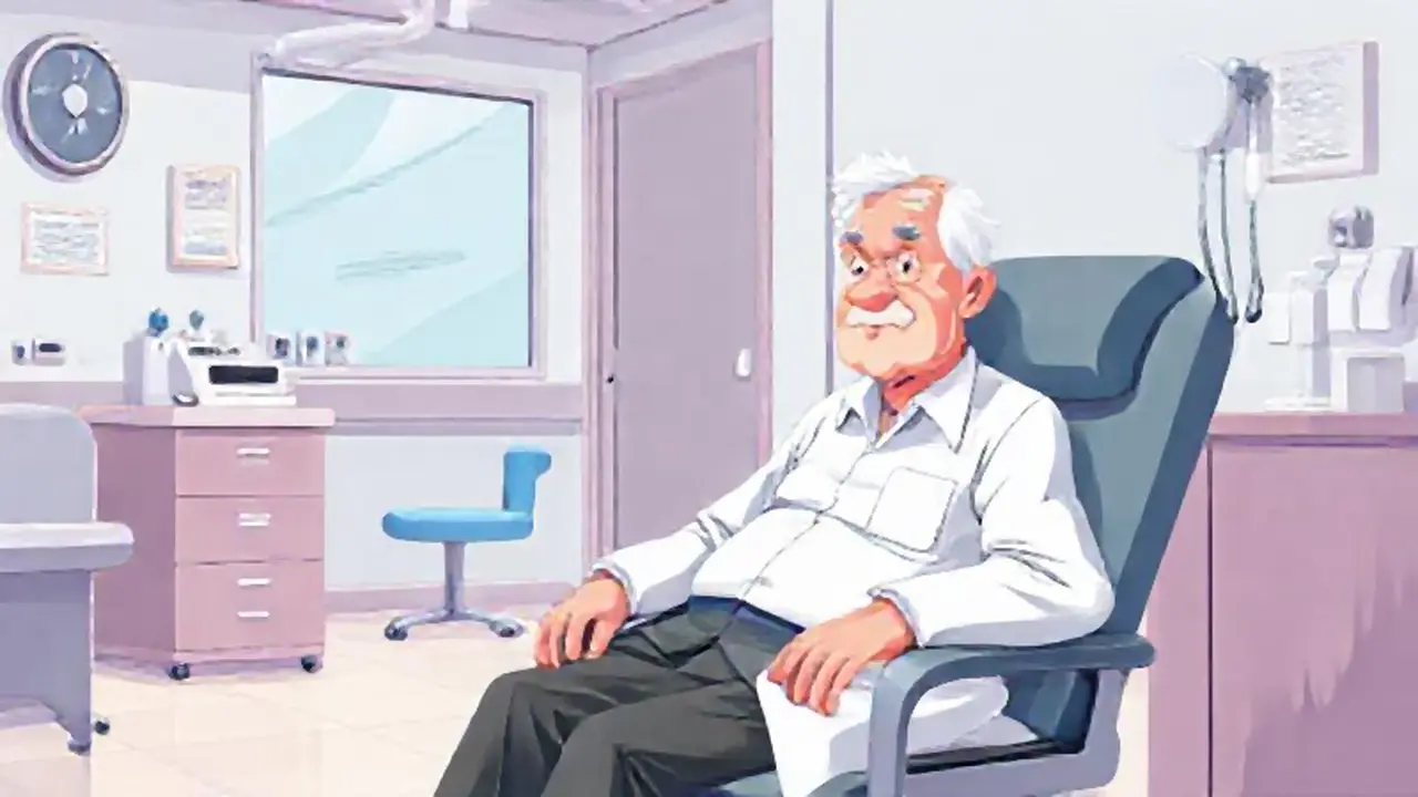 Un anciano está en la clínica