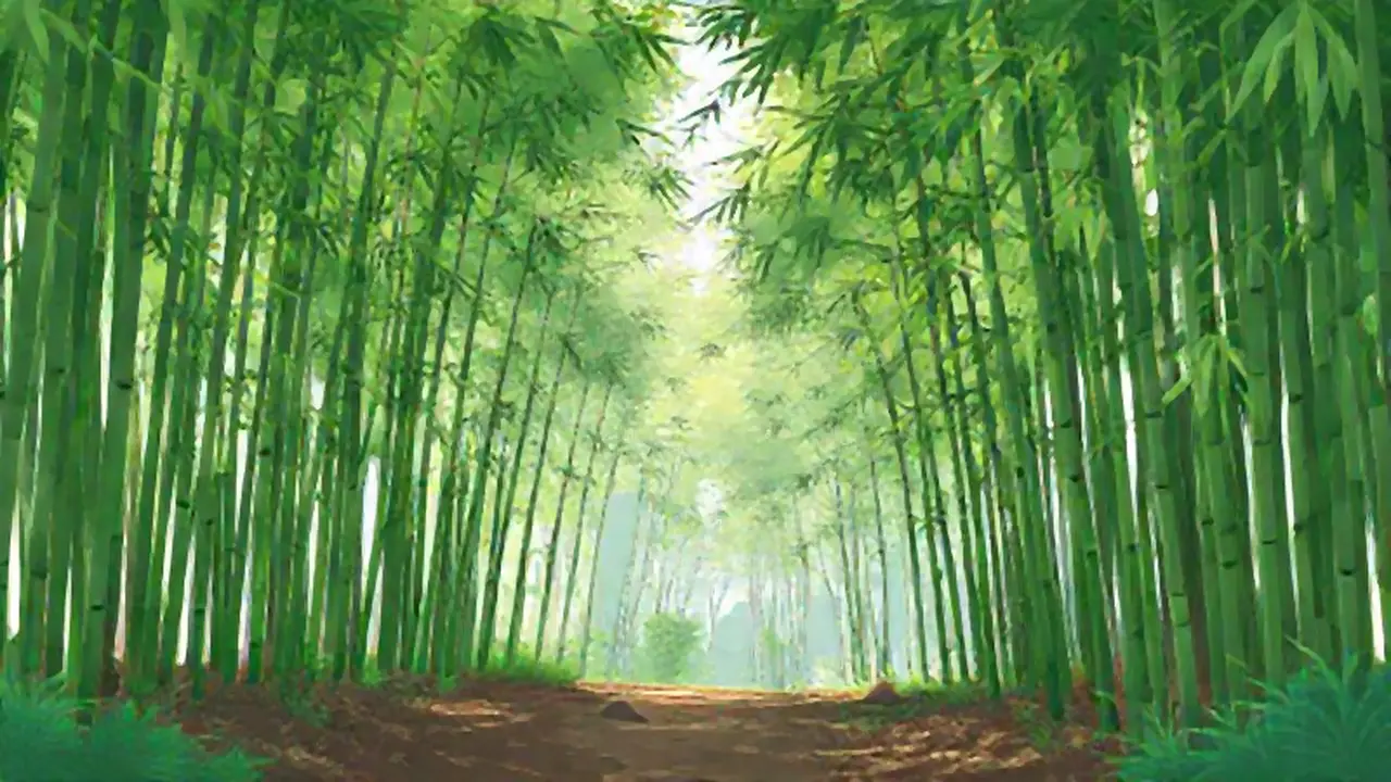 Bosque de bambú verde al aire libre