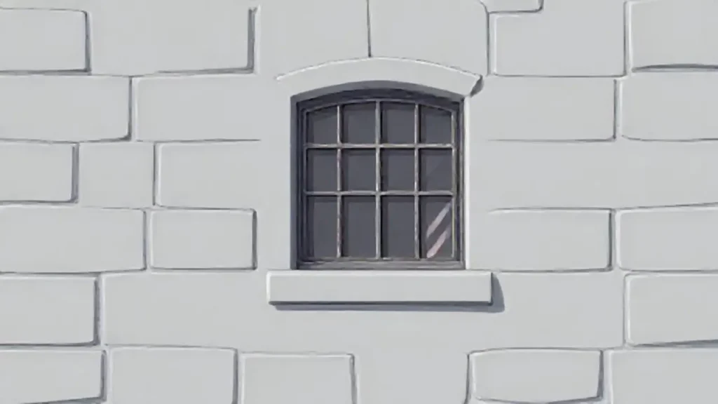 Edificio gris con ventana amplia