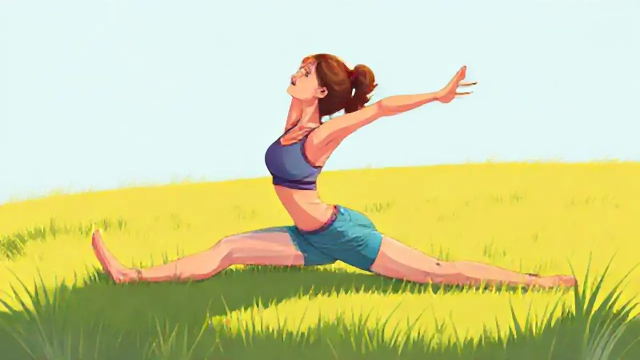 Mujer estirándose en el campo