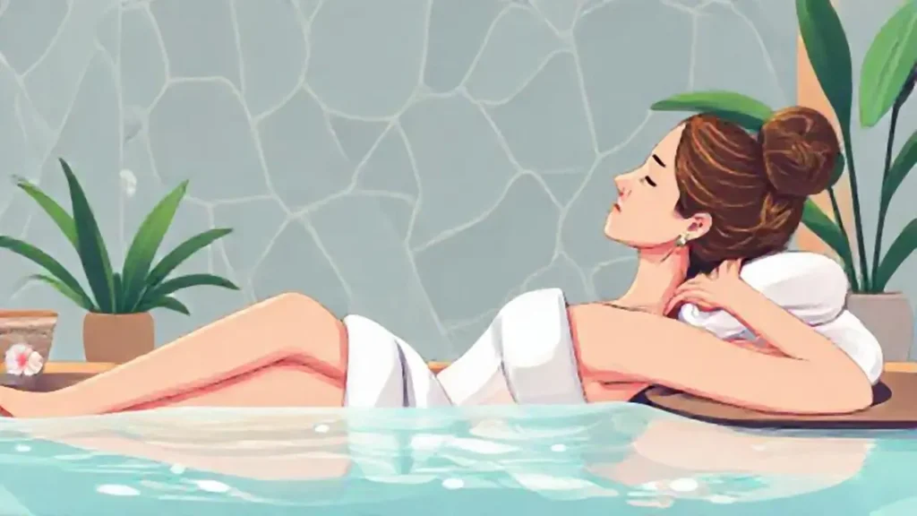 Mujer relajándose en un spa
