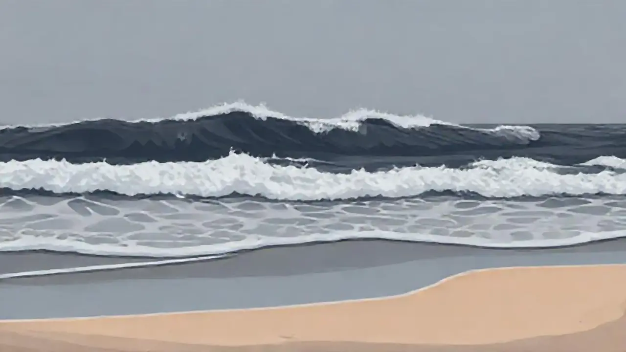 Olas oscuras golpean la playa