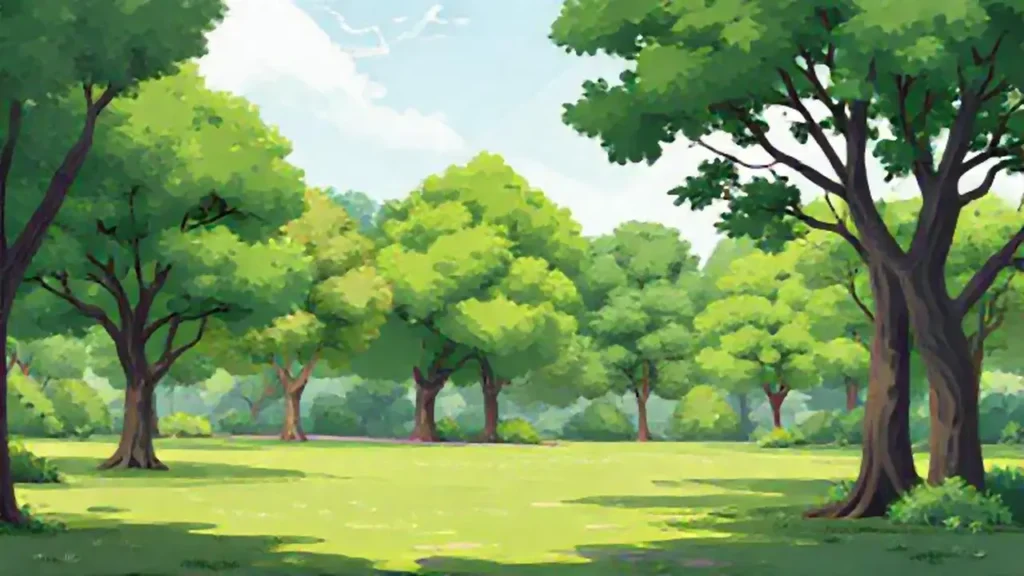Parque verde con árboles