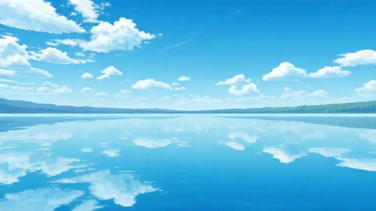 El lago azul refleja el cielo