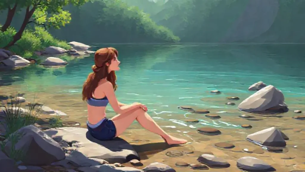 Mujer junto al río