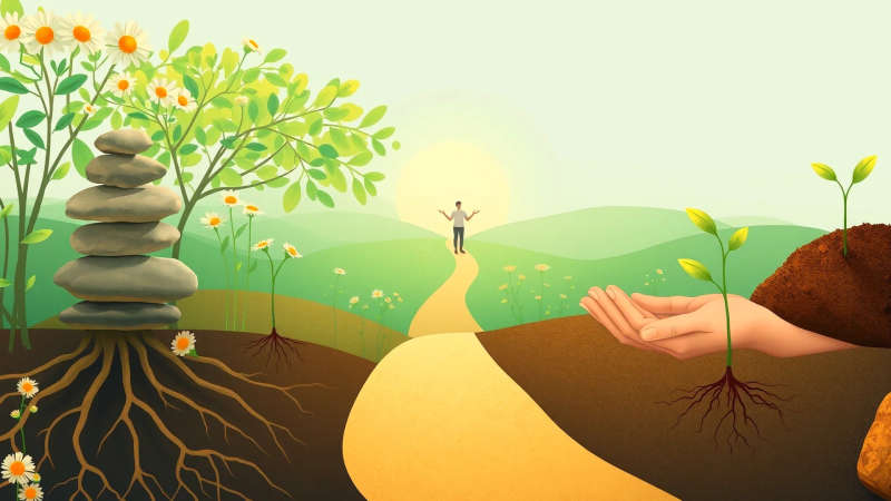 Crecimiento sereno y esperanzador en la naturaleza
