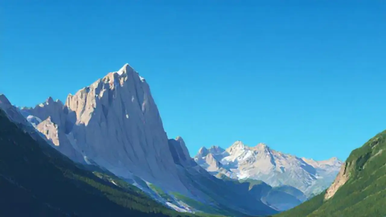 Montañas altas, cielo azul