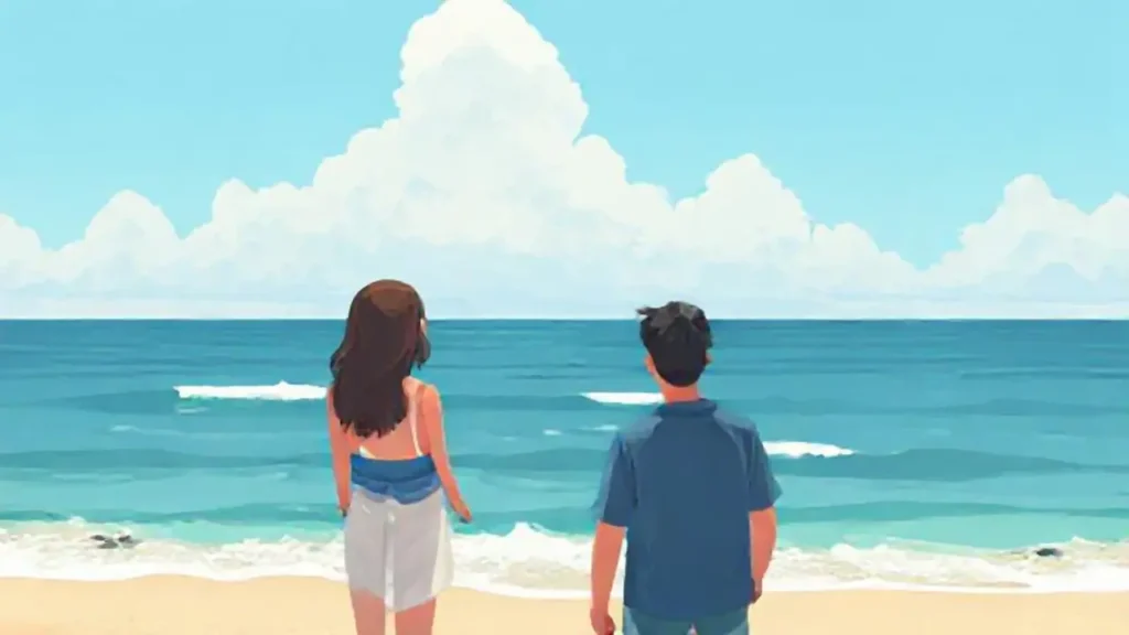 Dos personas frente al mar