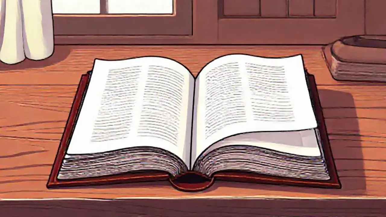 Libro abierto sobre una mesa de madera