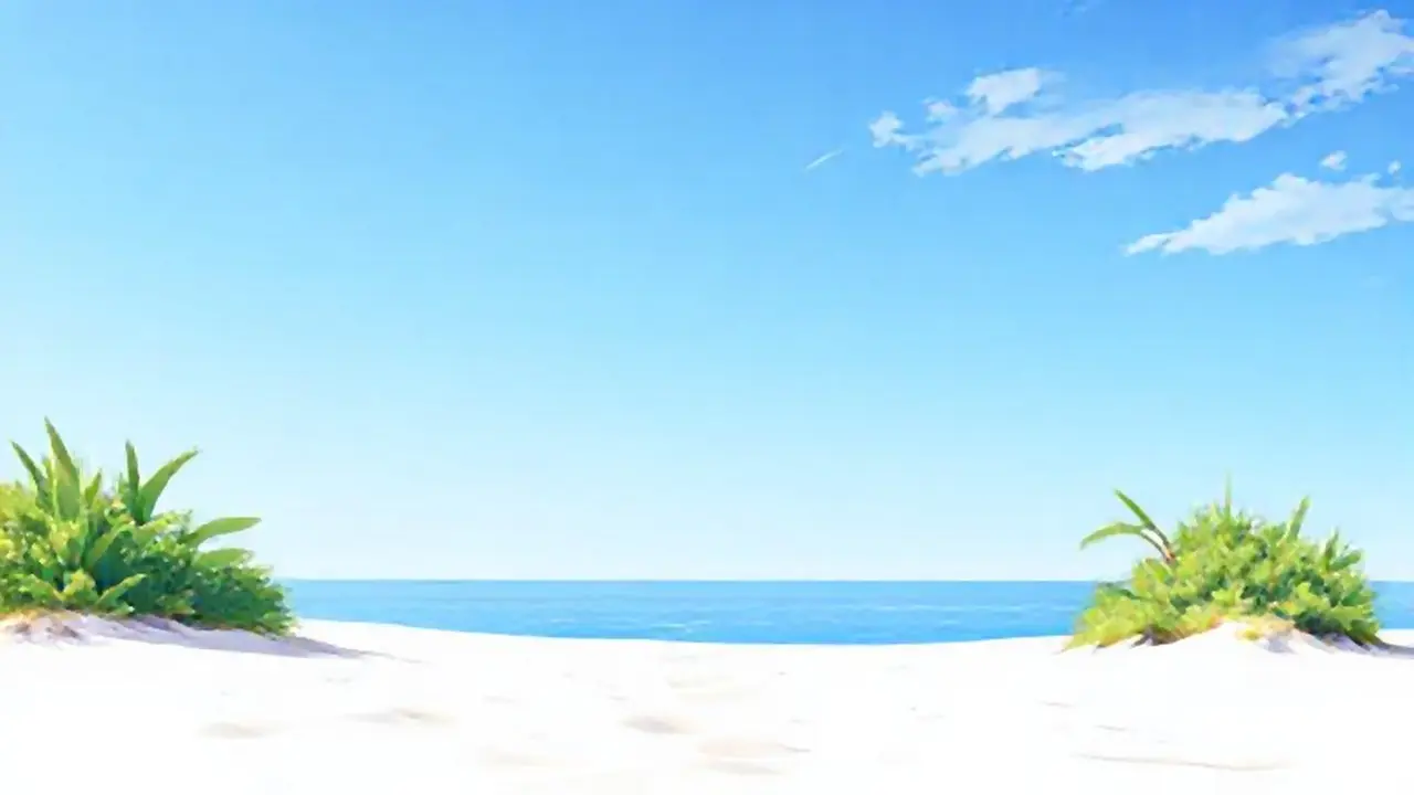 Playa blanca, cielo azul vacío