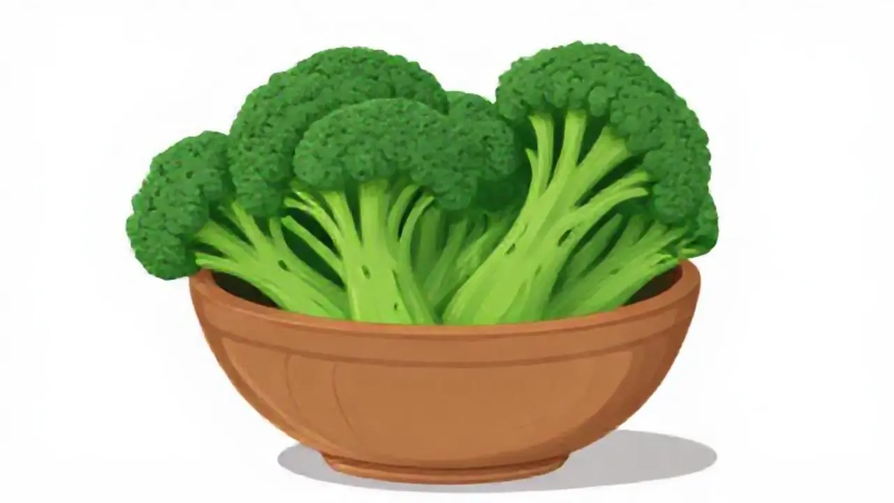 Brócoli verde en un cuenco de madera