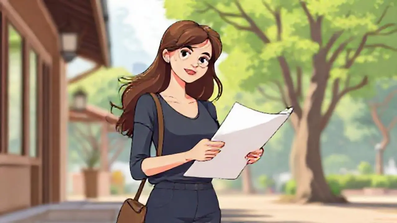 Mujer con documentos al aire libre