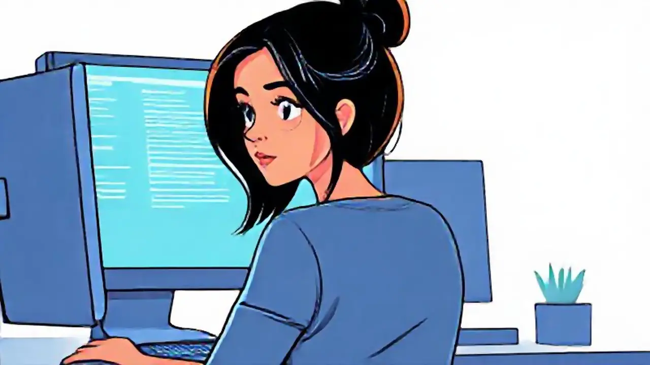 Mujer observa la pantalla