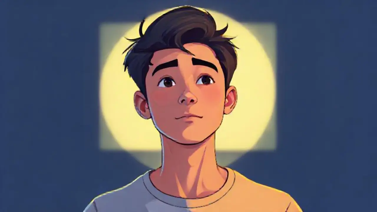 Joven pálido frente a una pantalla brillante